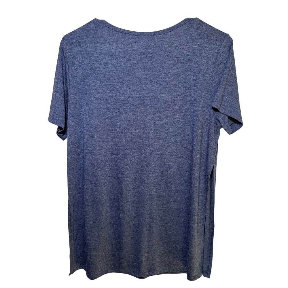 Bozzolo Boho CrissCross Blue V Neck Short Sleeve Top Womens Large - Picture 2 of 8